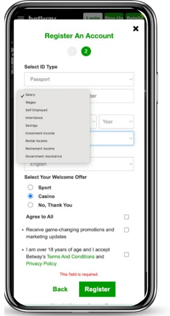 Fill in your account data