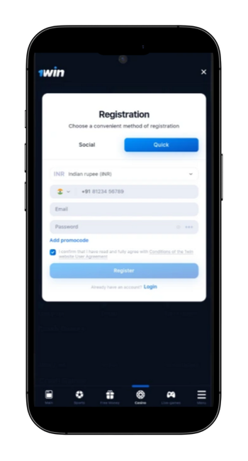 1Win registrtion