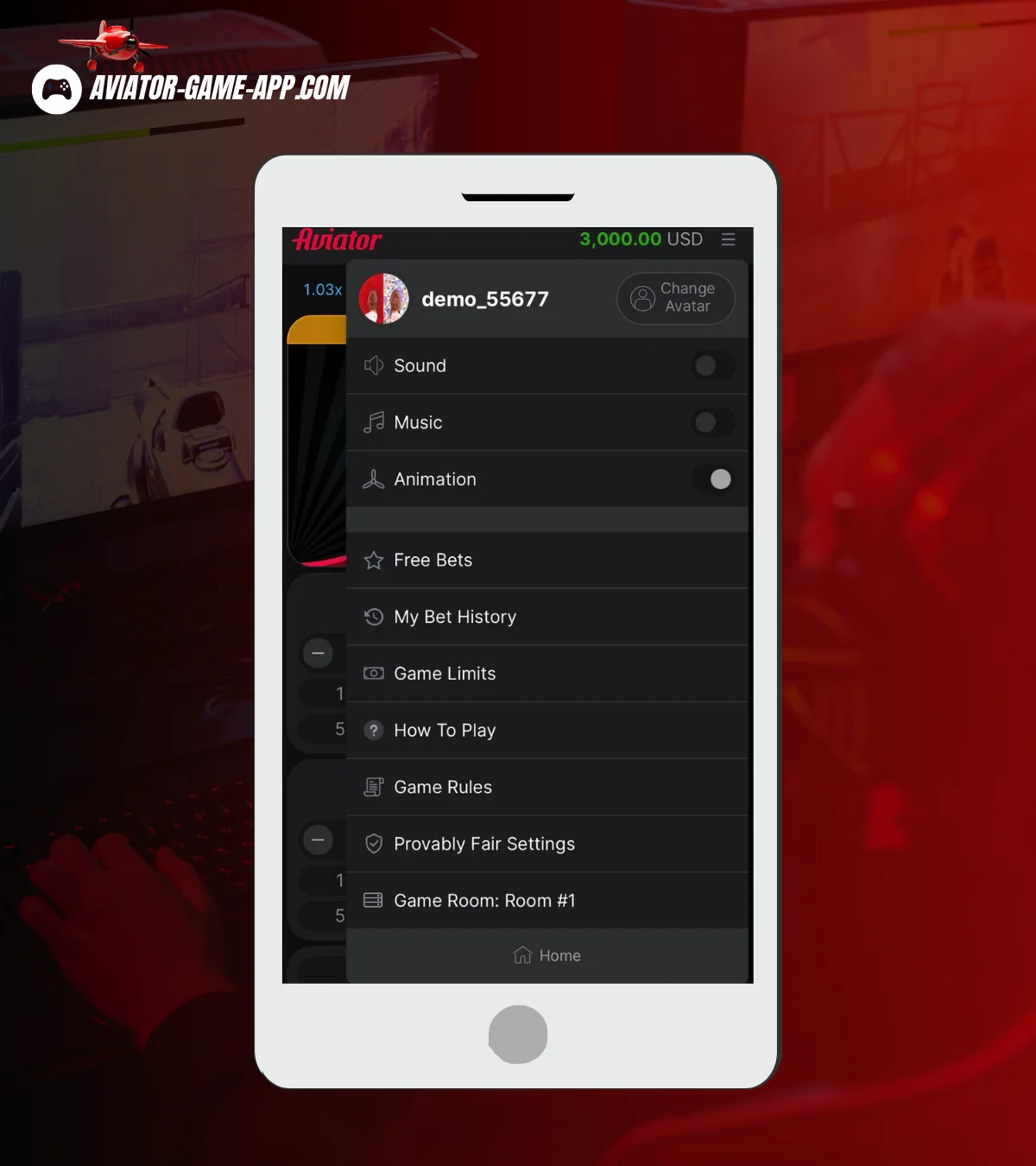 Aviator player profile screen